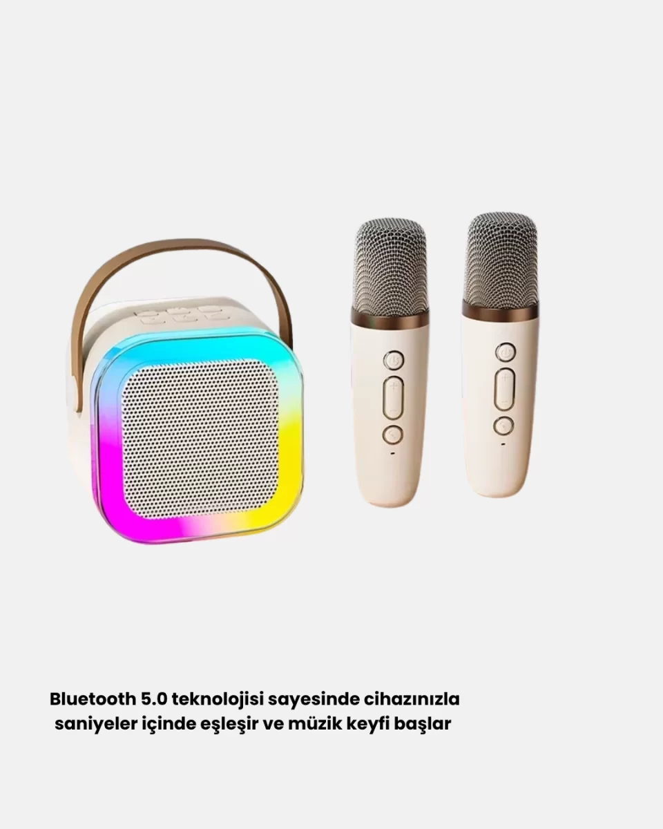Taşınabilir Karaoke Hoparlör Bluetooth 5.0 ve Çift Mikrofonlu - Görsel 3