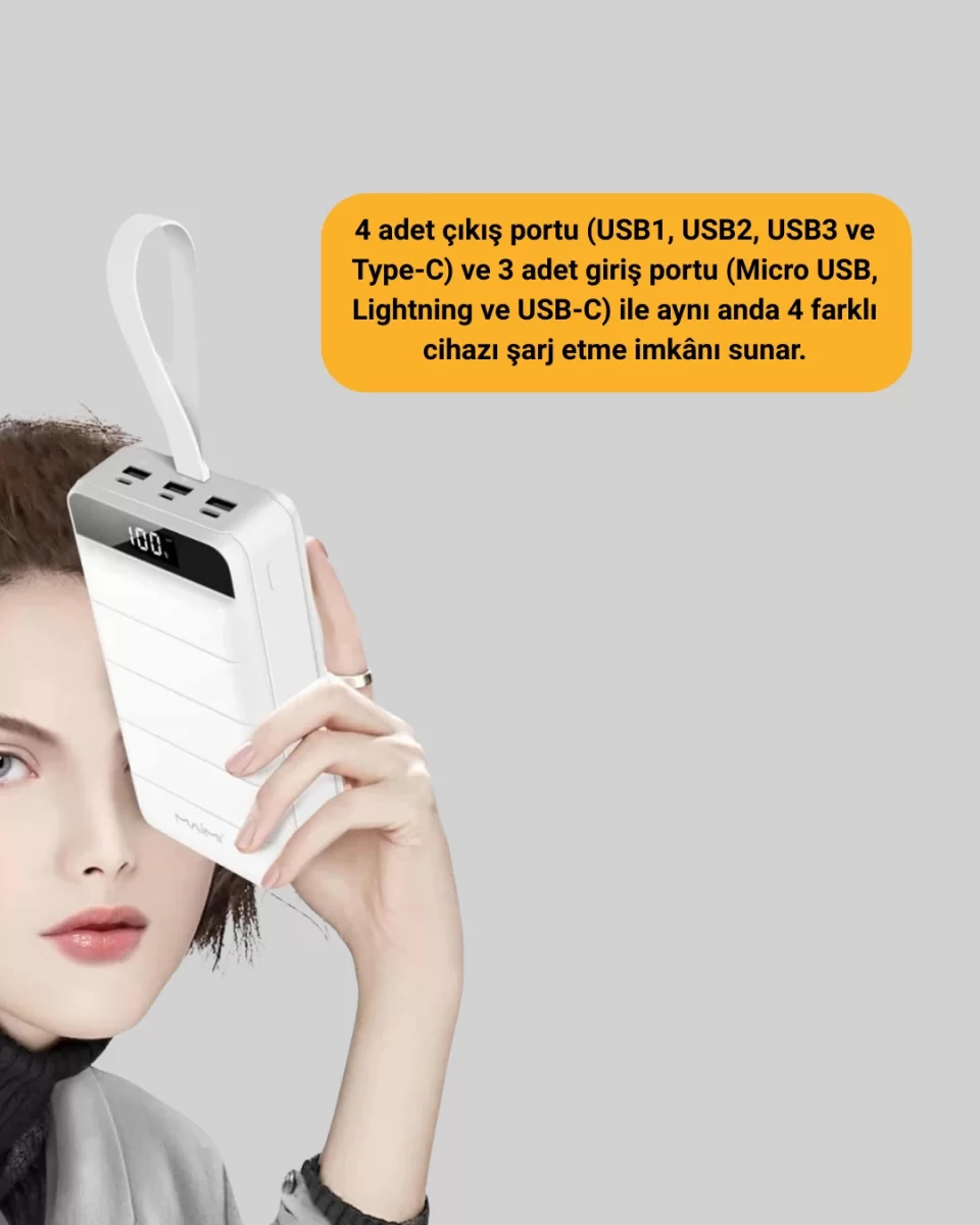 50000mAh LED Göstergeli Taşınabilir Şarj Cihazı - Görsel 5