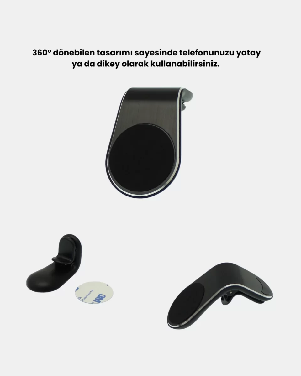 360° Dönebilen Manyetik Araç Telefon Tutucu Sarsıntısız ve Şık Tasarımlı - Görsel 4