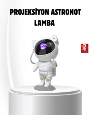 Bluetooth Müzikli Astronot Projeksiyon Lambası Yıldız ve Ay Efektli