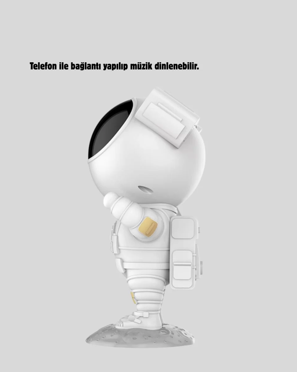 Bluetooth Müzikli Astronot Projeksiyon Lambası Yıldız ve Ay Efektli - Görsel 5