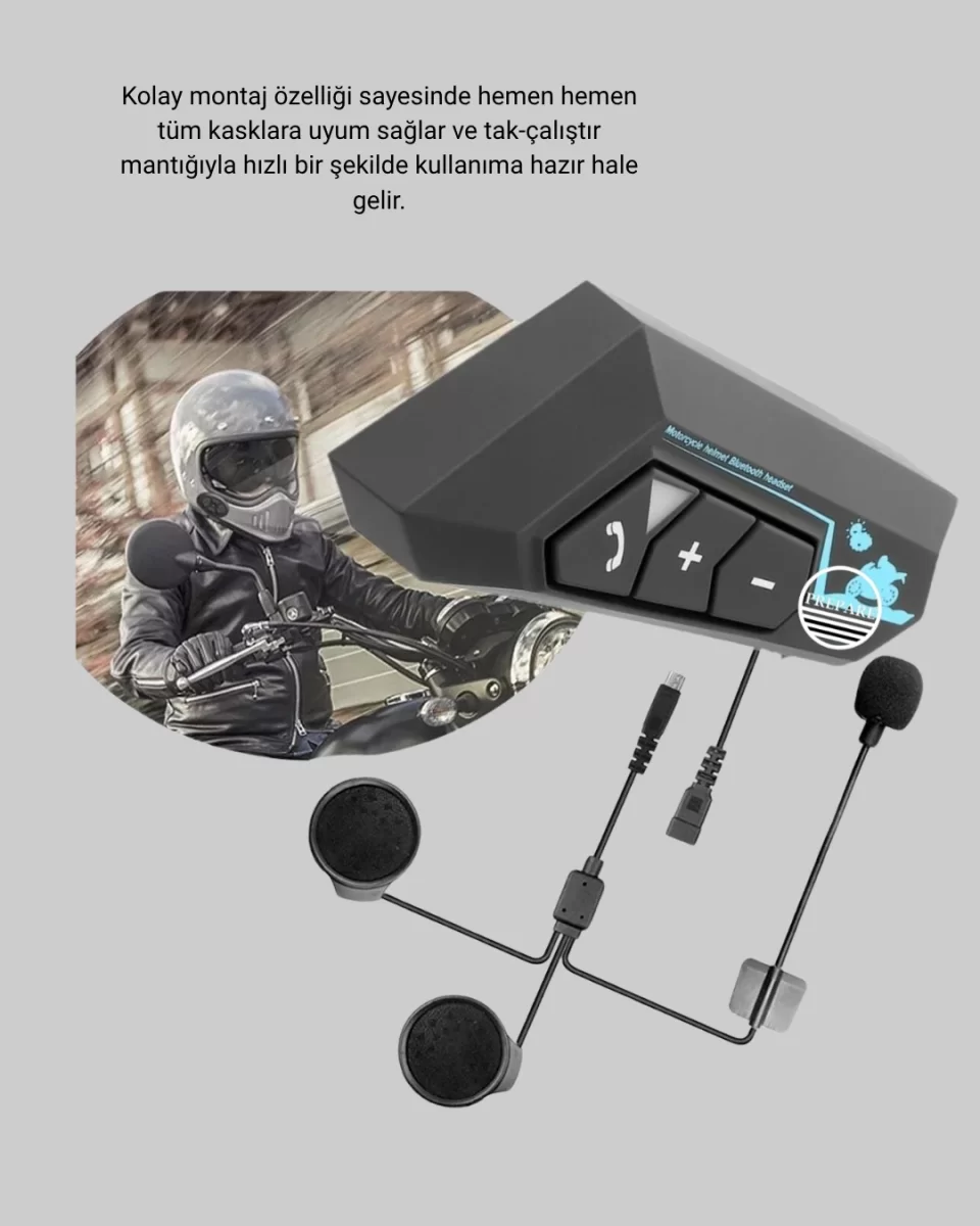 BT22 Kask Bluetooth Kulaklık 5.0 Gürültü Engelleyici ve Eller Serbest Kullanım - Görsel 2