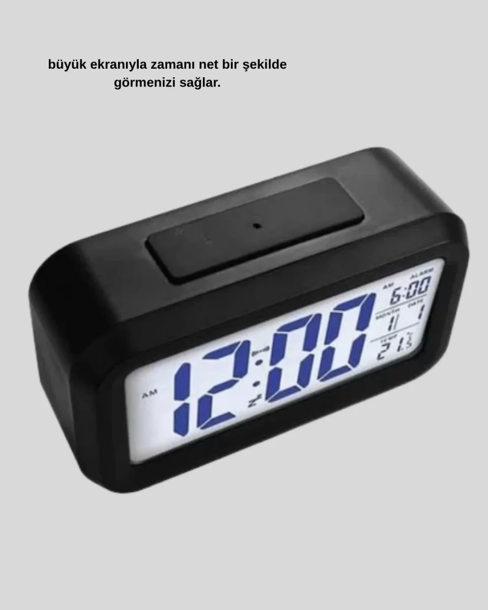 Dijital Masa Saati Sensörlü Aydınlatmalı Alarm ve Sıcaklık Ölçerli - Görsel 4
