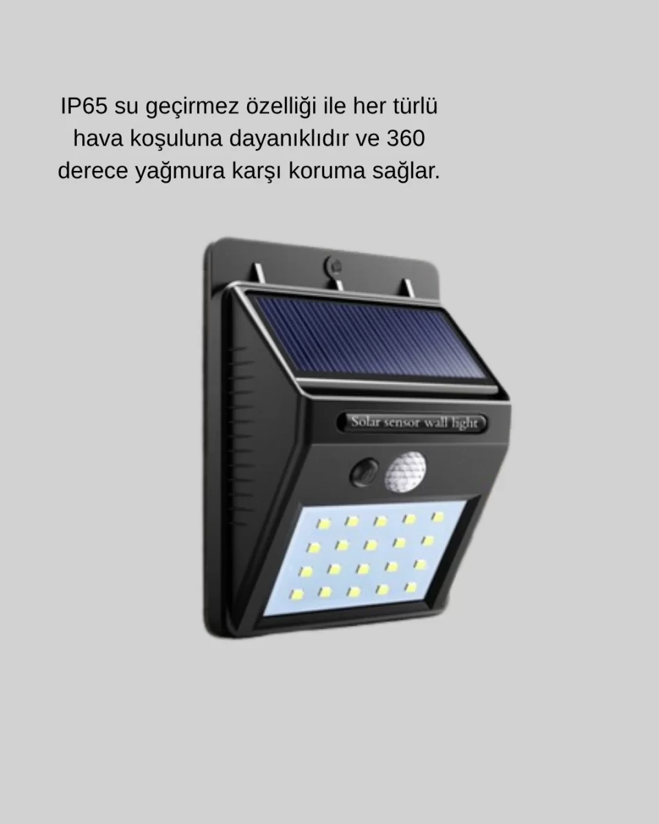 Solar Güçlü LED Dış Mekan Lambası – Güneş Enerjisiyle Şarj Olan Sensörlü Bahçe Işığı - Görsel 3