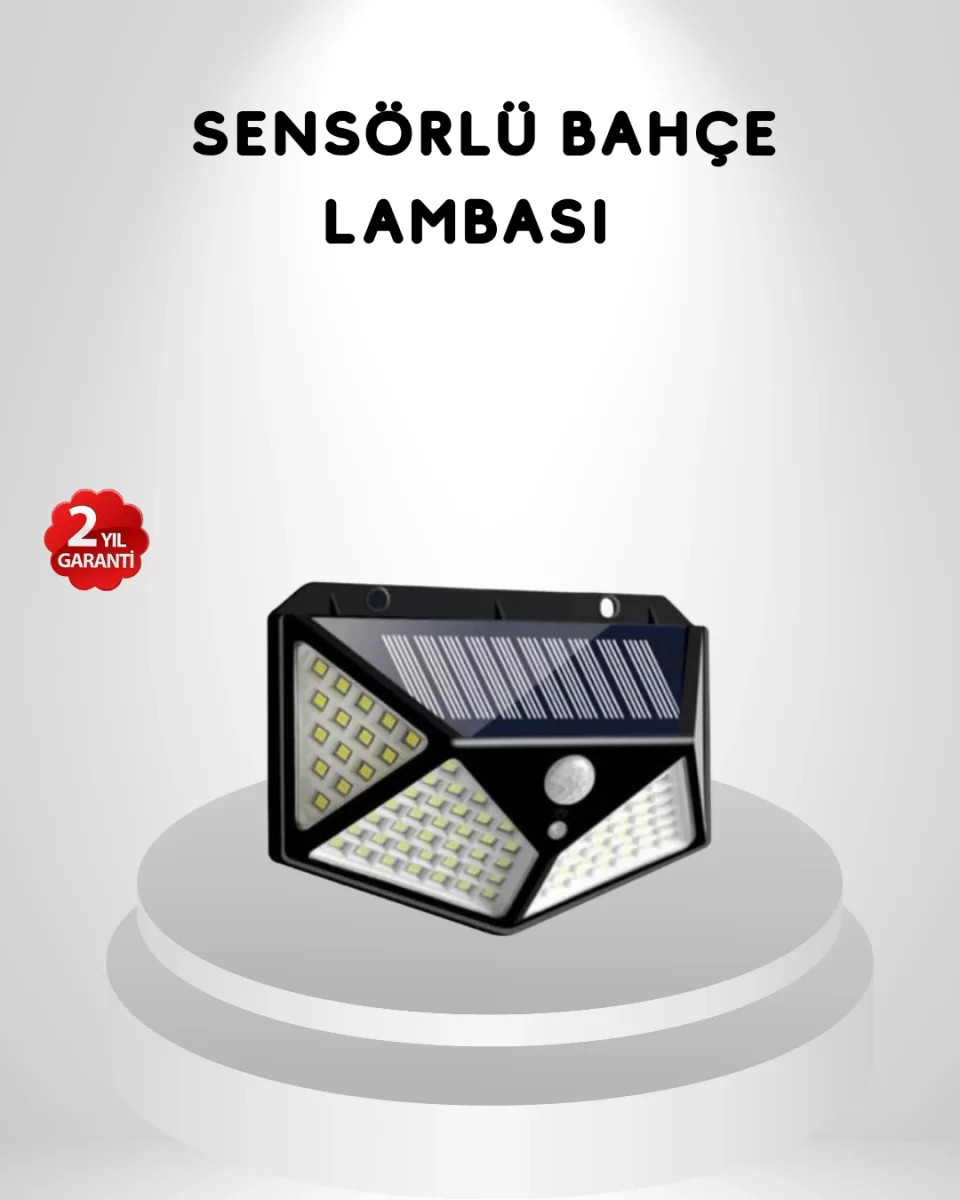 100 LED Güneş Enerjili Bahçe Lambası – PIR Sensörlü, IP65 Su Geçirmez Dış Mekan Aydınlatma