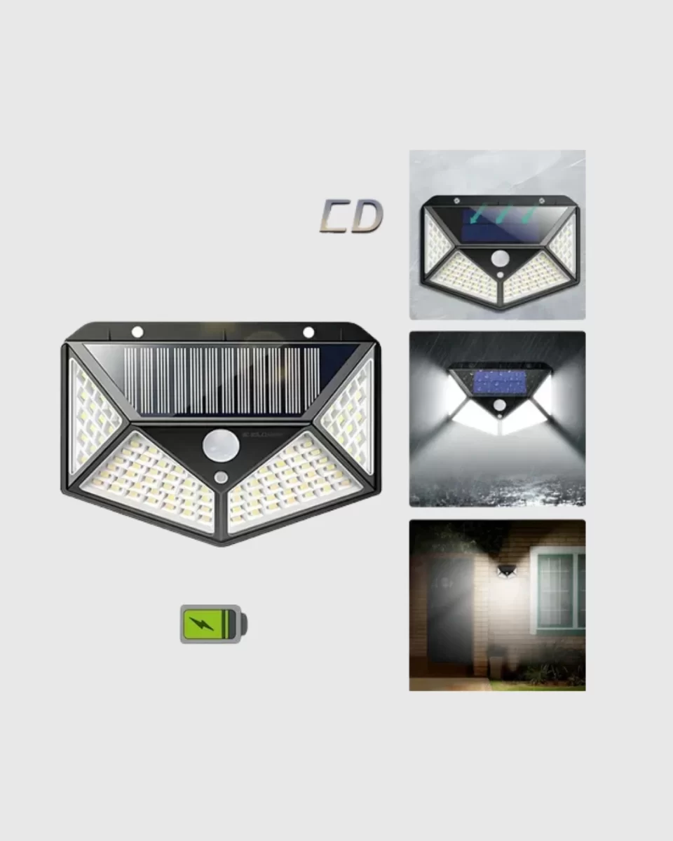 100 LED Güneş Enerjili Bahçe Lambası – PIR Sensörlü, IP65 Su Geçirmez Dış Mekan Aydınlatma - Görsel 5