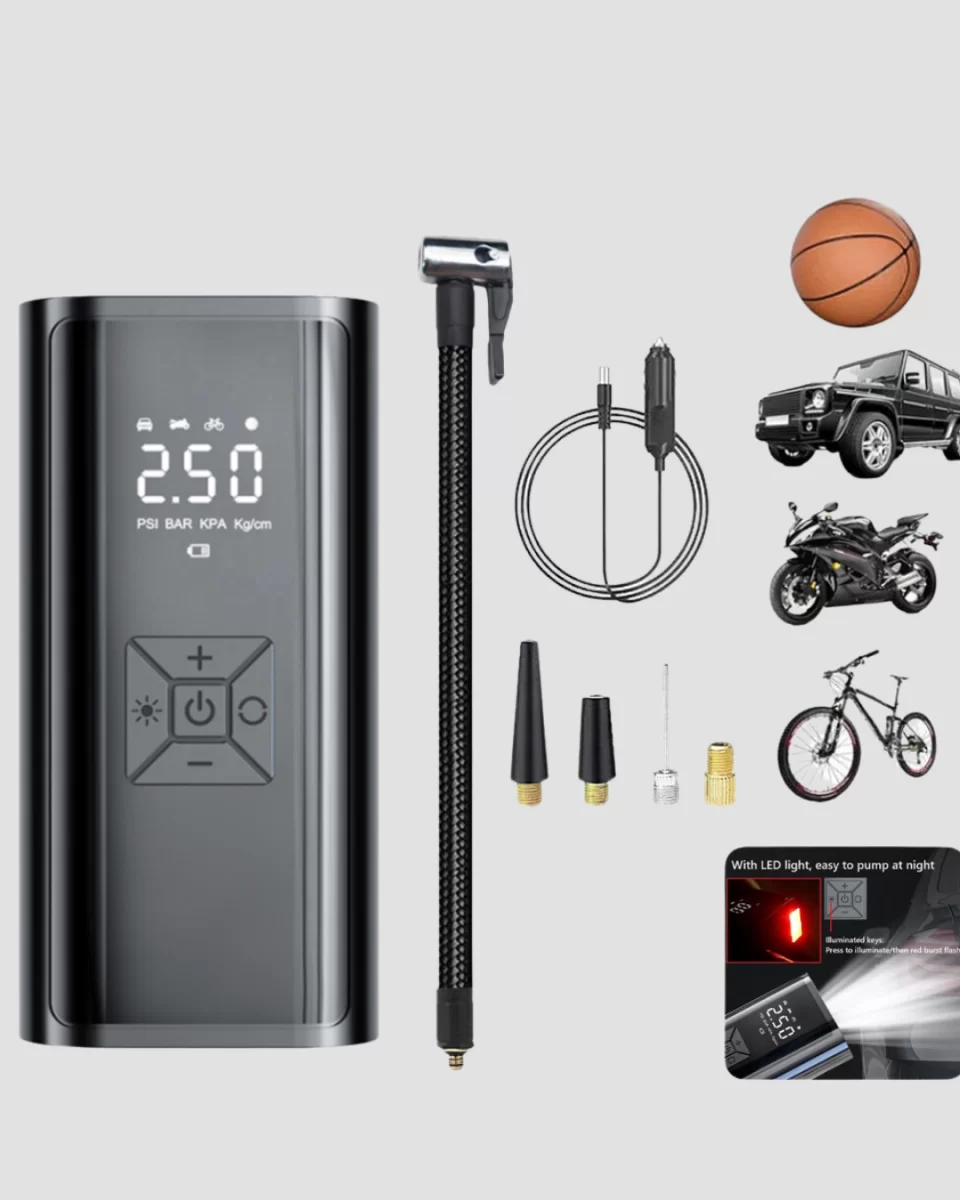 Kablosuz Dijital Lastik Şişirme Pompası LED Işıklı 80W - Görsel 3