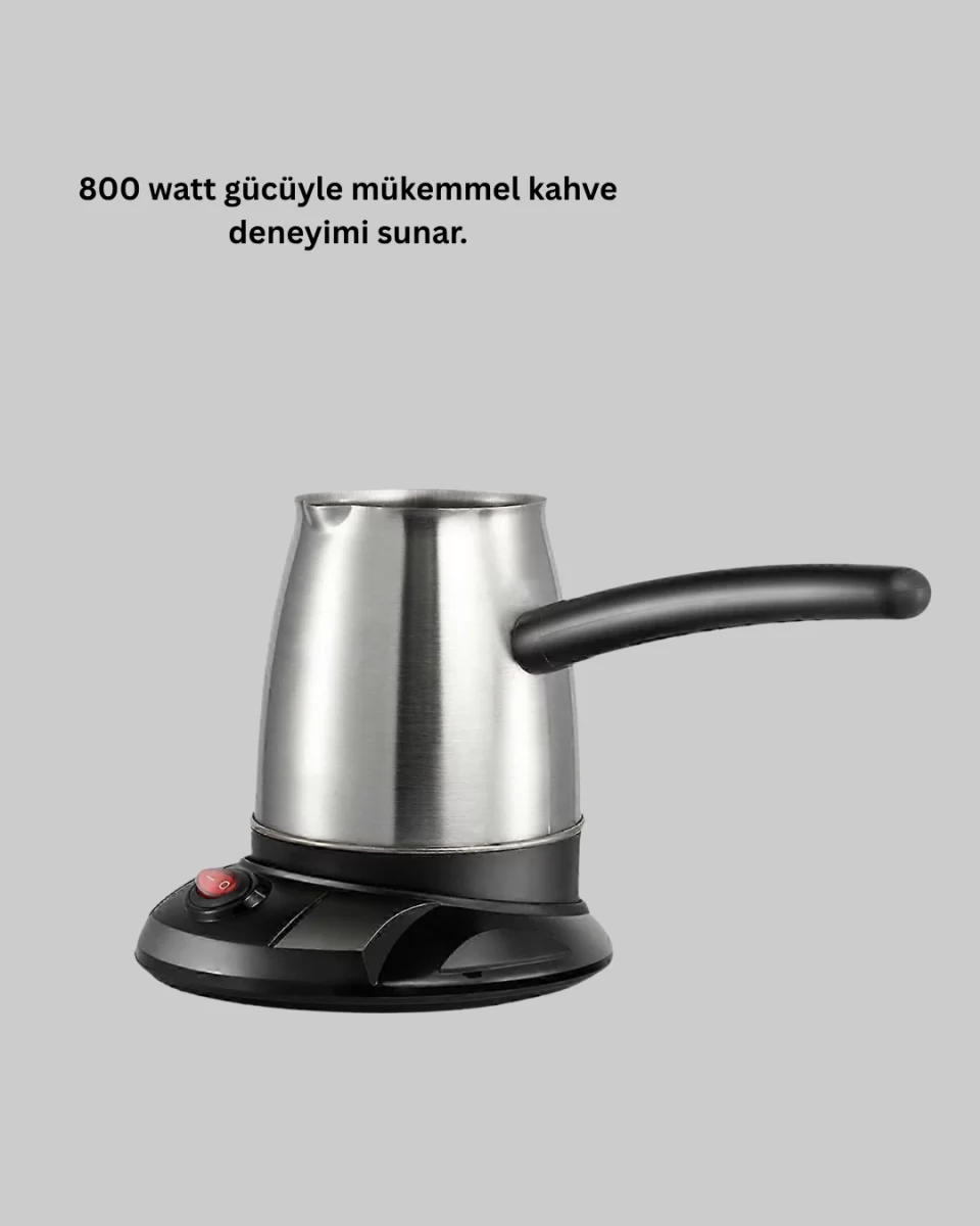 800W Paslanmaz Elektrikli Cezve Gizli Rezistans ve Ergonomik Kulp - Görsel 3