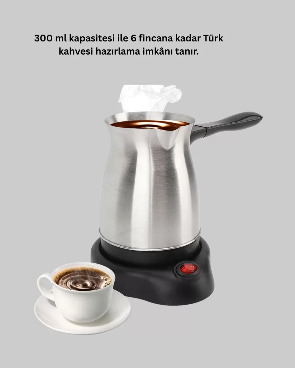 800W Paslanmaz Elektrikli Cezve Gizli Rezistans ve Ergonomik Kulp - Görsel 5