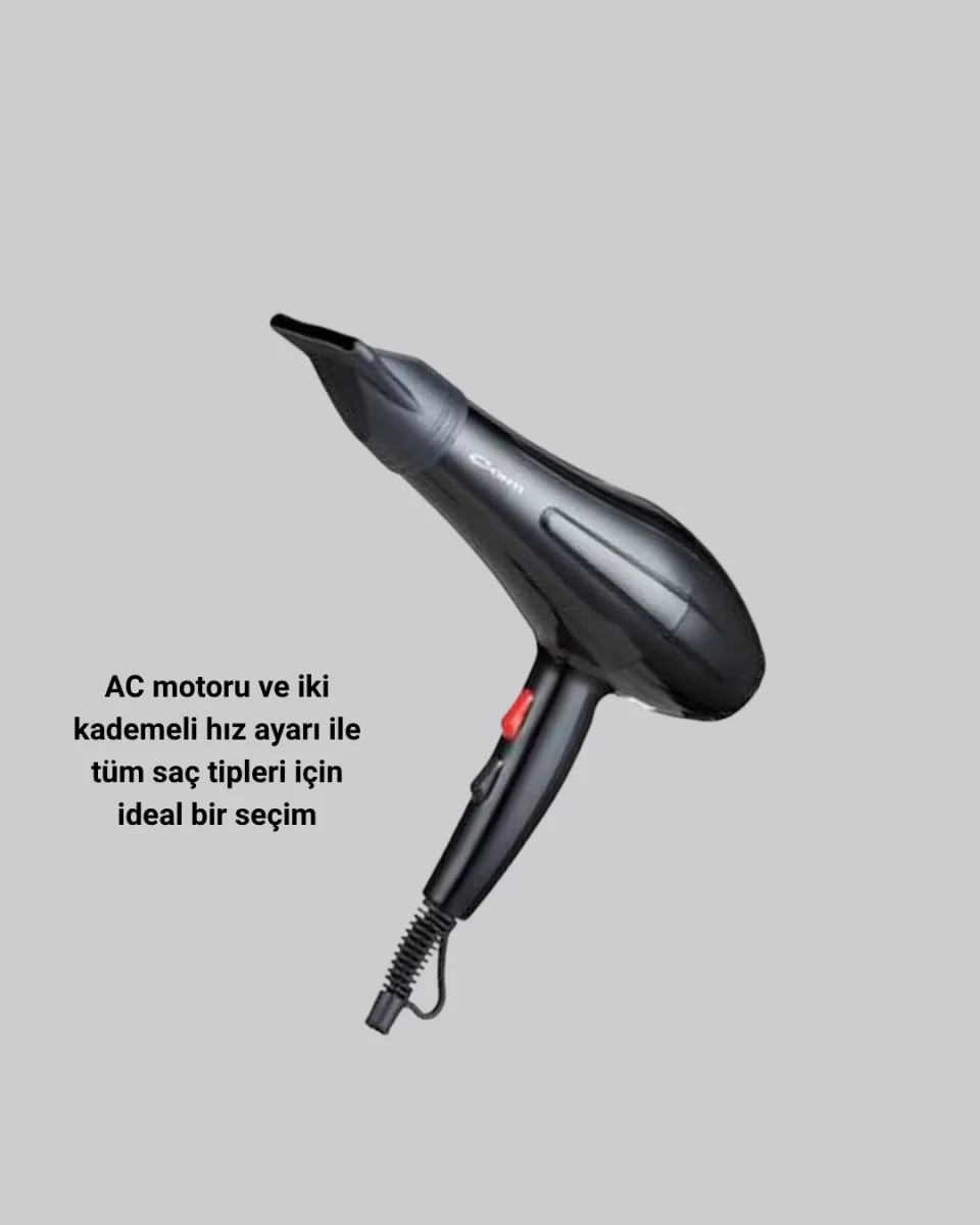 Profesyonel Saç Kurutma Makinesi – AC Motor, Soğuk Üfleme, 2 Hız Kademesi - Görsel 2