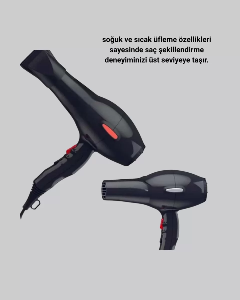 Profesyonel Saç Kurutma Makinesi – AC Motor, Soğuk Üfleme, 2 Hız Kademesi - Görsel 4