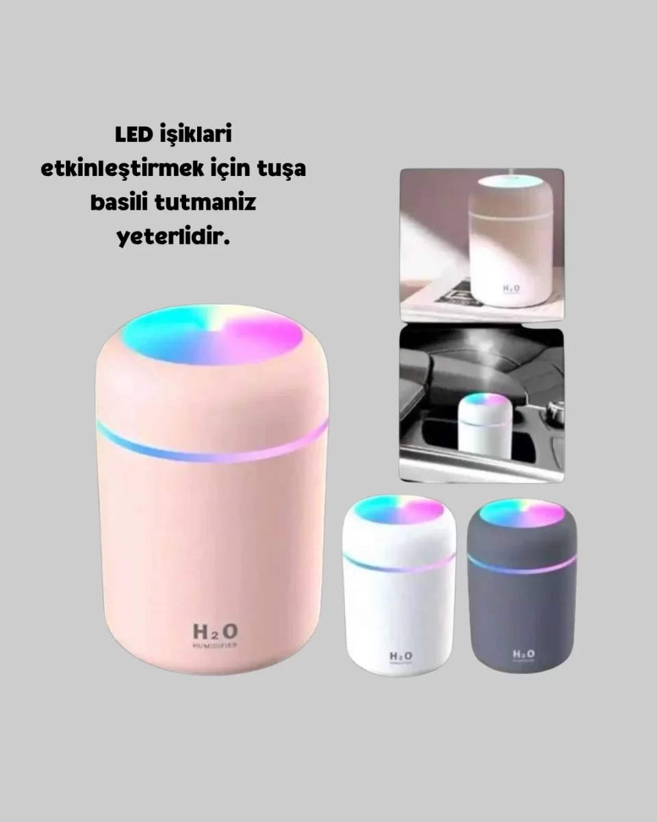 Taşınabilir USB Mini Nemlendirici – LED Aydınlatmalı, Çift Püskürtme Modu - Görsel 4