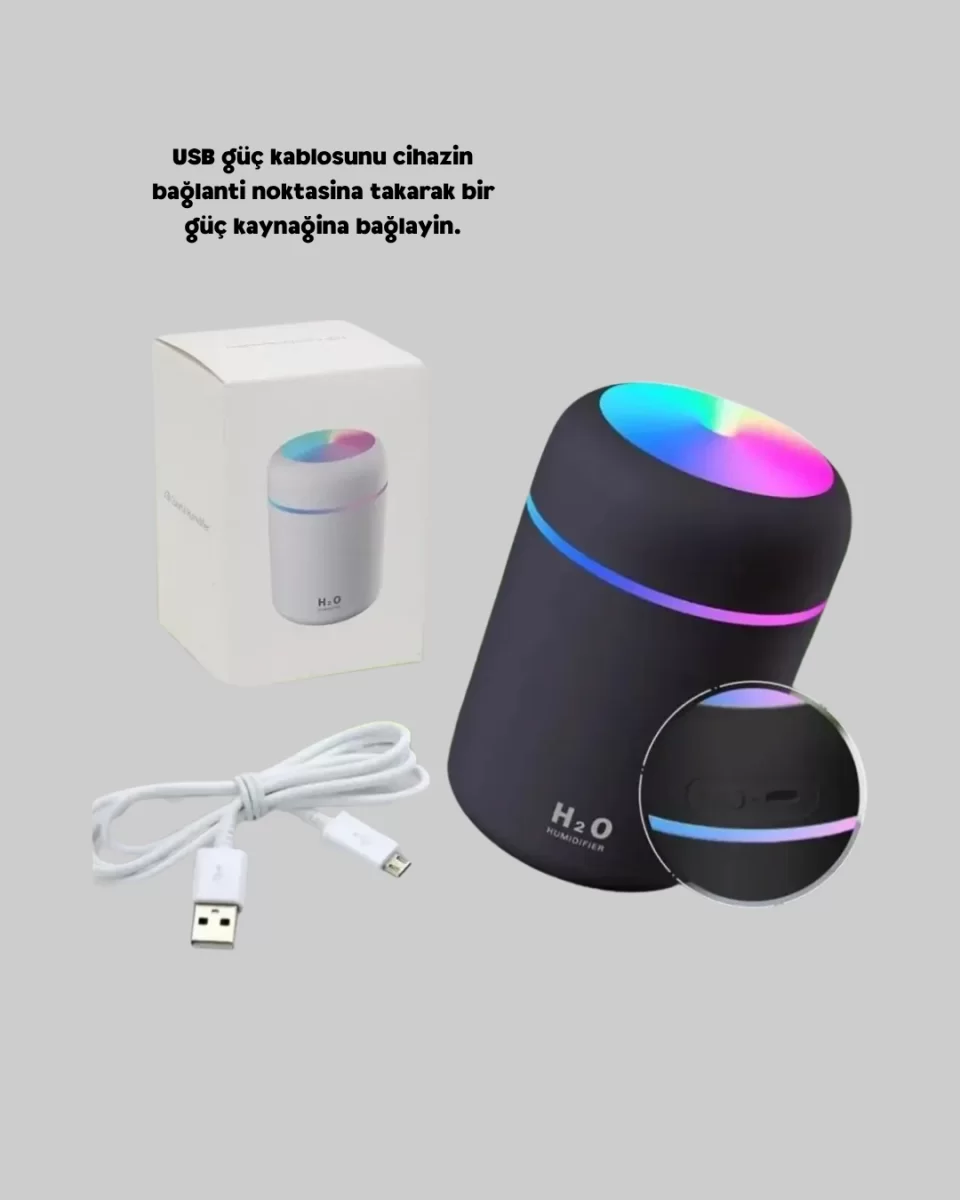Taşınabilir USB Mini Nemlendirici – LED Aydınlatmalı, Çift Püskürtme Modu - Görsel 5