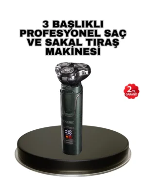 Kablosuz Profesyonel Erkek Bakım Seti – 3 Başlıklı, 3D Akıllı Kesim, Taşınabilir