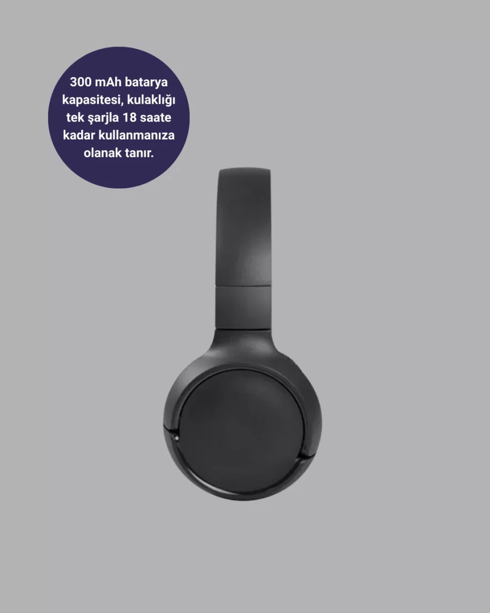 Siyah Kablosuz Bluetooth Kulaklık 300 mAh Hızlı Şarj Katlanabilir Pedli - Görsel 3