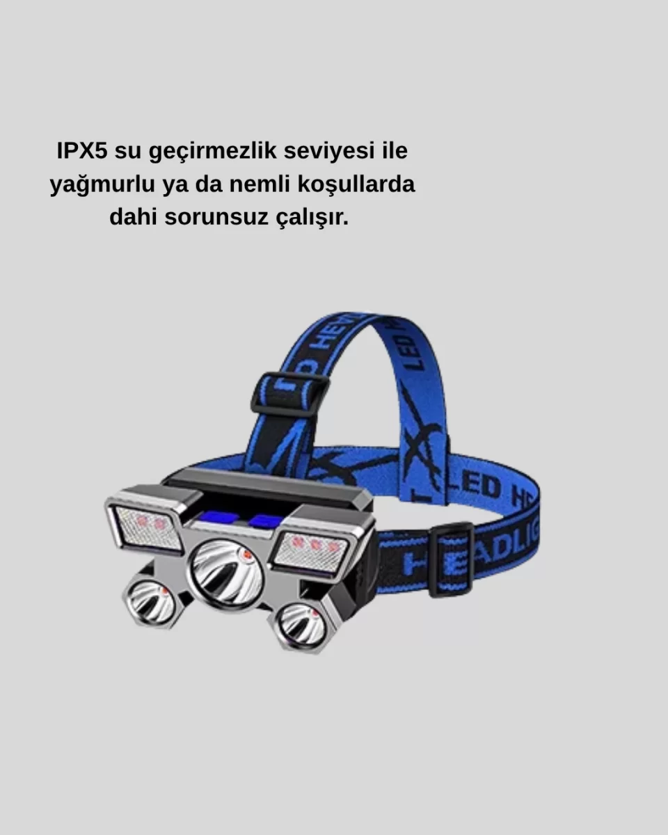 Outdoor ve Gece Balıkçılığı İçin LED Kafa Lambası – USB Şarjlı, 60° Ayarlanabilir Far - Görsel 5
