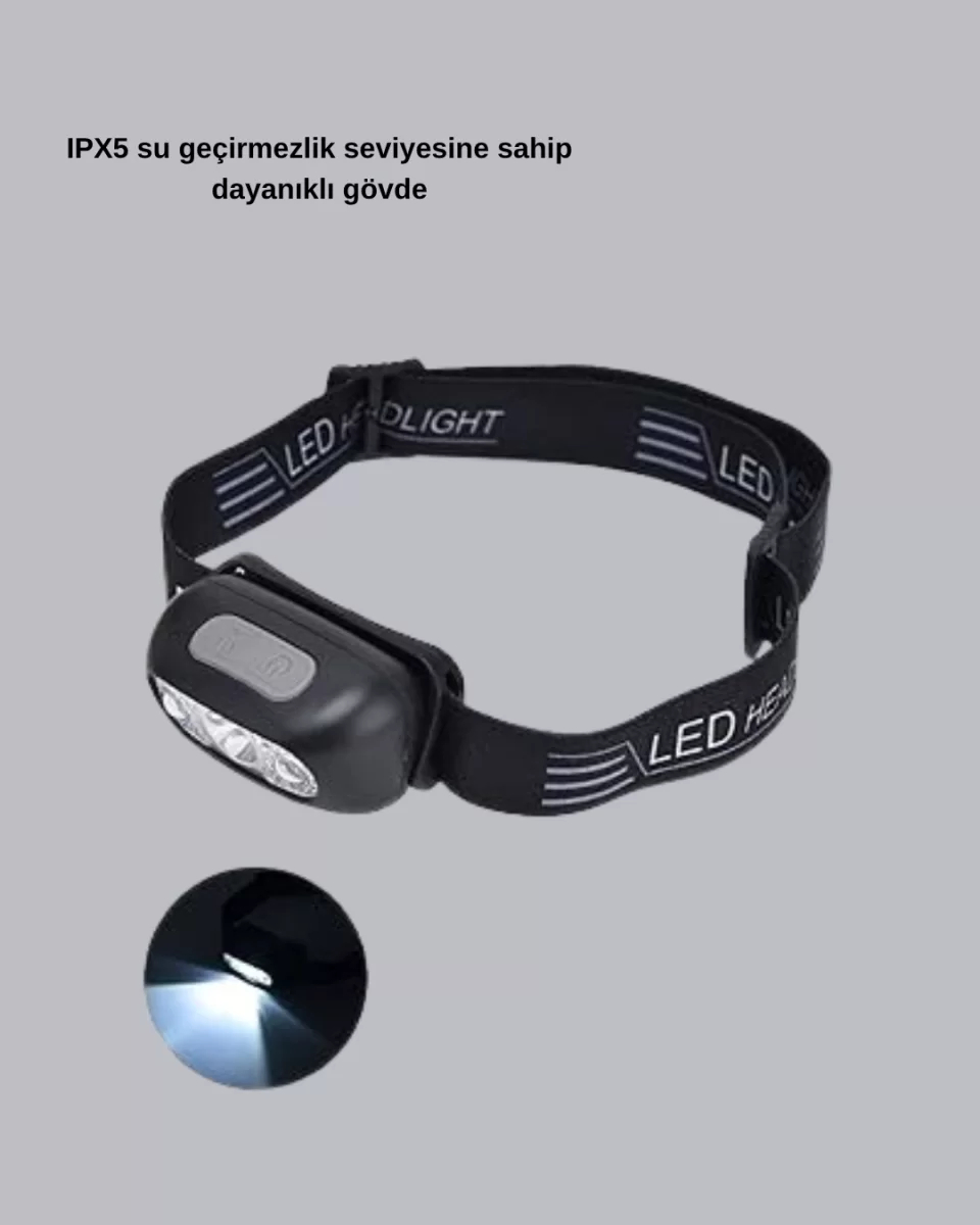 Şarjlı LED Kafa Feneri | 4 Modlu Akıllı Sensörlü Far | Su Geçirmez IPX5 Kamp ve Balıkçı Lambası - Görsel 2