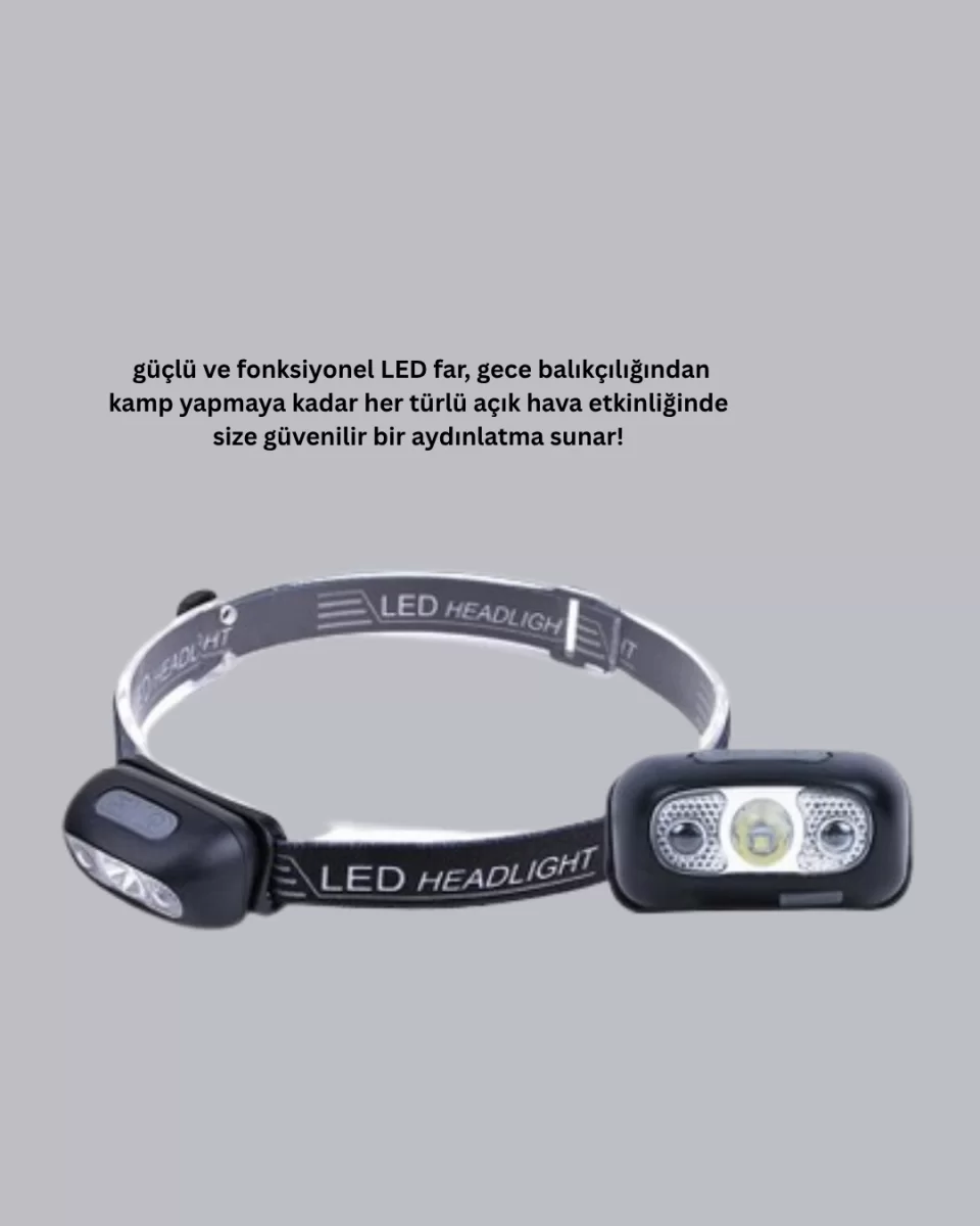 Şarjlı LED Kafa Feneri | 4 Modlu Akıllı Sensörlü Far | Su Geçirmez IPX5 Kamp ve Balıkçı Lambası - Görsel 3