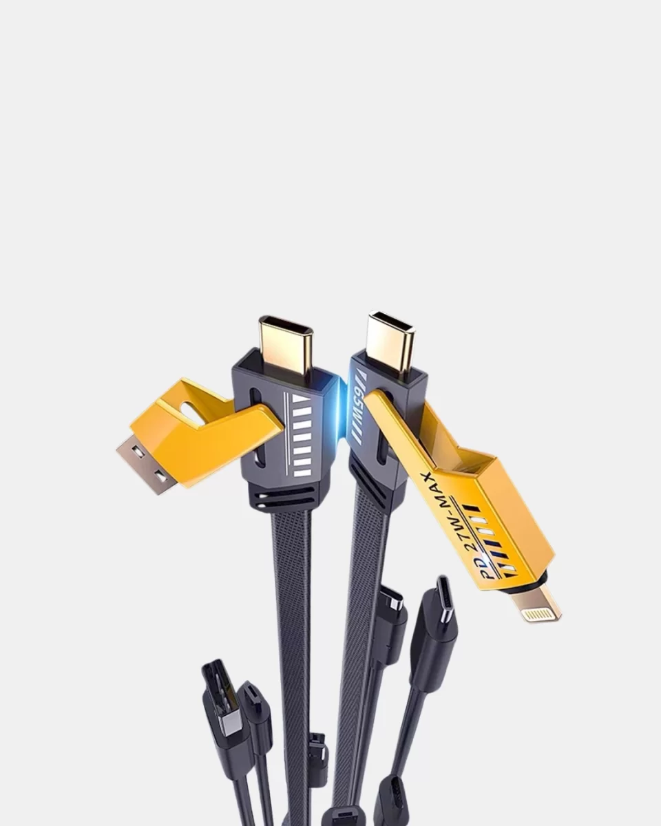 USB-C USB-A 4’ü 1 Arada Örgülü Kablo 65W Hızlı Şarj Metal Uç Dayanıklı - Görsel 2
