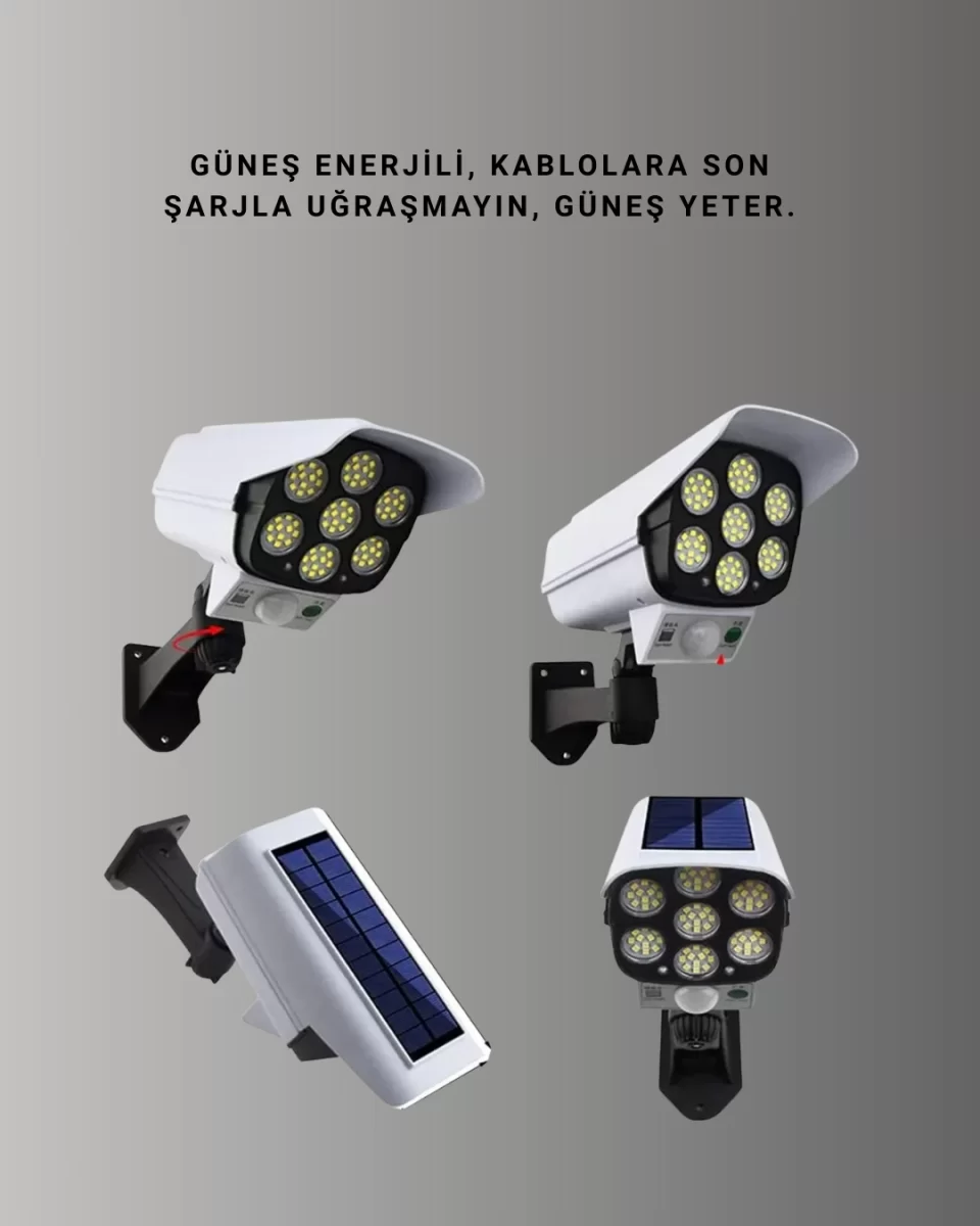 3 Modlu Güneş Paneli Aydınlatmalı Dış Mekan Güvenlik Işığı – IP65 Su Geçirmez, PIR Sensörlü - Görsel 3