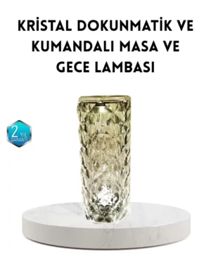 Kristal RGB LED Masa Lambası – Renkli Kumandalı Işık, Dekoratif ve Enerji Tasarruflu