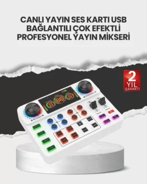Çok Efektli Canlı Yayın Ses Mikseri USB ve Kablosuz Uyumlu
