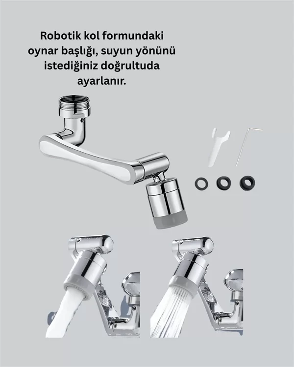 Çok Yönlü Dönebilen Musluk Başlığı 2 Fonksiyonlu Su Akışı - Görsel 4
