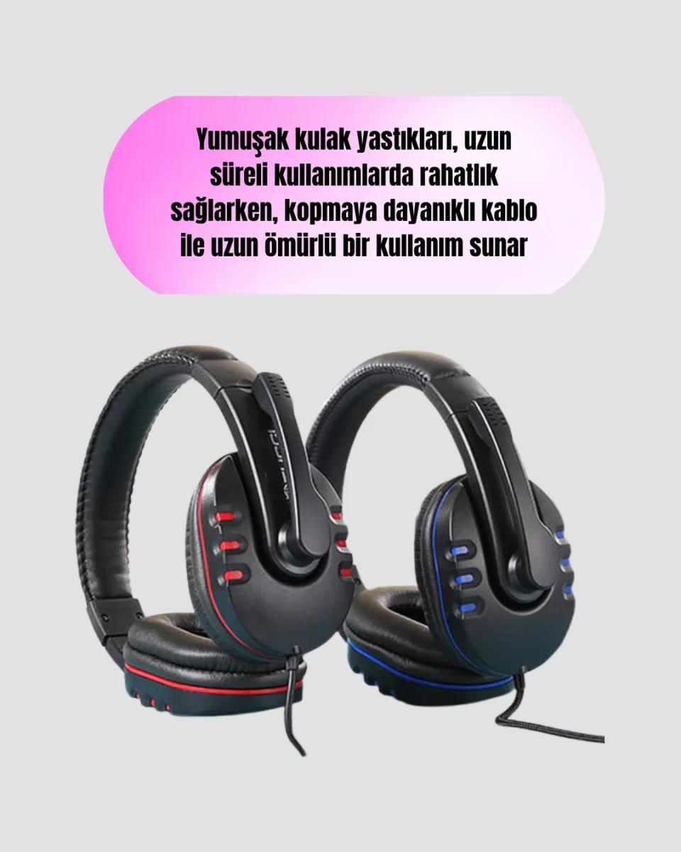 Stereo Oyun Kulaklığı – Güçlü Bas, Mikrofonlu ve Konforlu Tasarım - Görsel 3