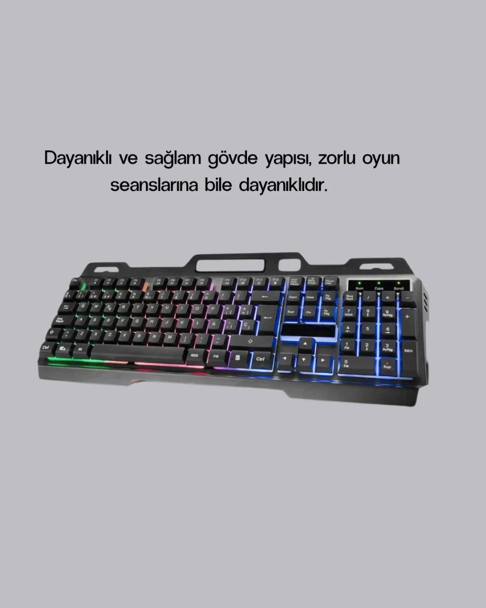 RGB Işıklı Oyuncu Klavye Mouse Seti – Türkçe Q, Ayarlanabilir DPI, Ergonomik ve Dayanıklı Tasarım - Görsel 4