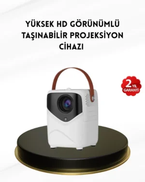 Mini Akıllı Projektör – 1080P Full HD, 64GB Depolama, 2GB RAM, Uzaktan Kumanda Destekli