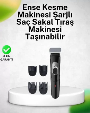 Paslanmaz Bıçaklı, Şarjlı ve Sessiz Saç Sakal Kesme Makinesi – Ev Kullanımı İçin İdeal