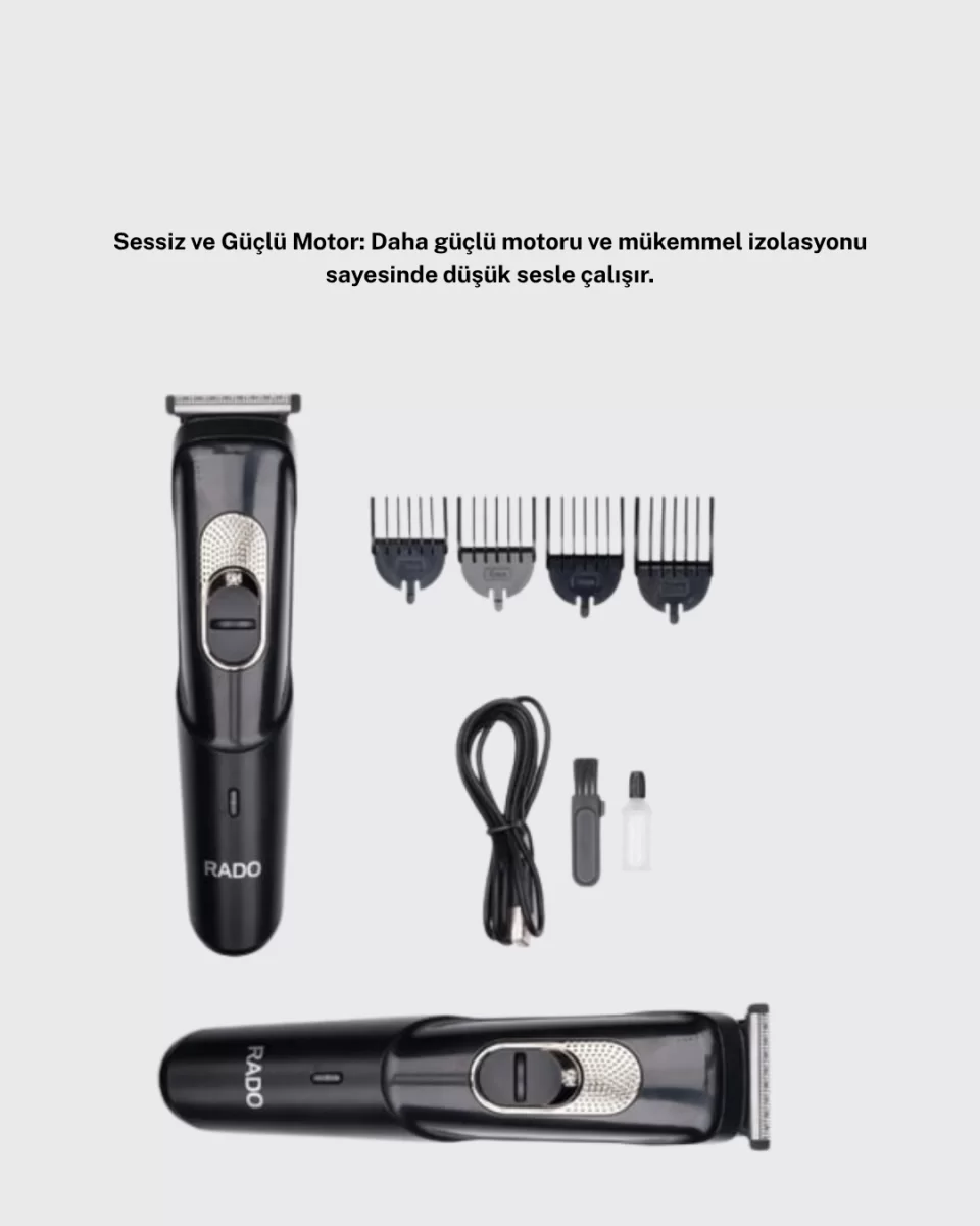 Taşınabilir Şarjlı Saç Sakal Tıraş Makinesi – 3 Taraklı, Sessiz ve Ergonomik - Görsel 5