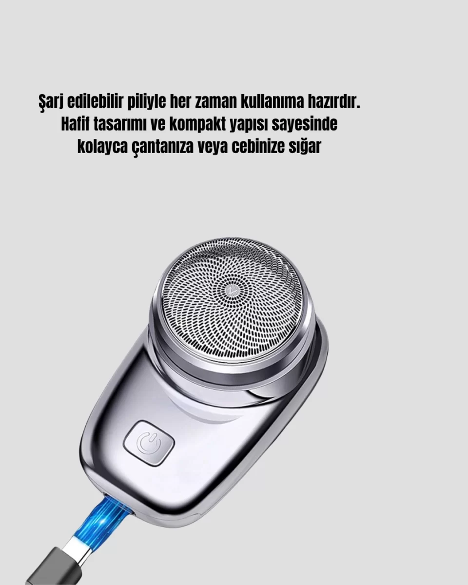Şarjlı Mini Tıraş Makinesi – Hassas Ciltlere Uygun, Su ile Yıkanabilir, Kompakt Tasarım - Görsel 4
