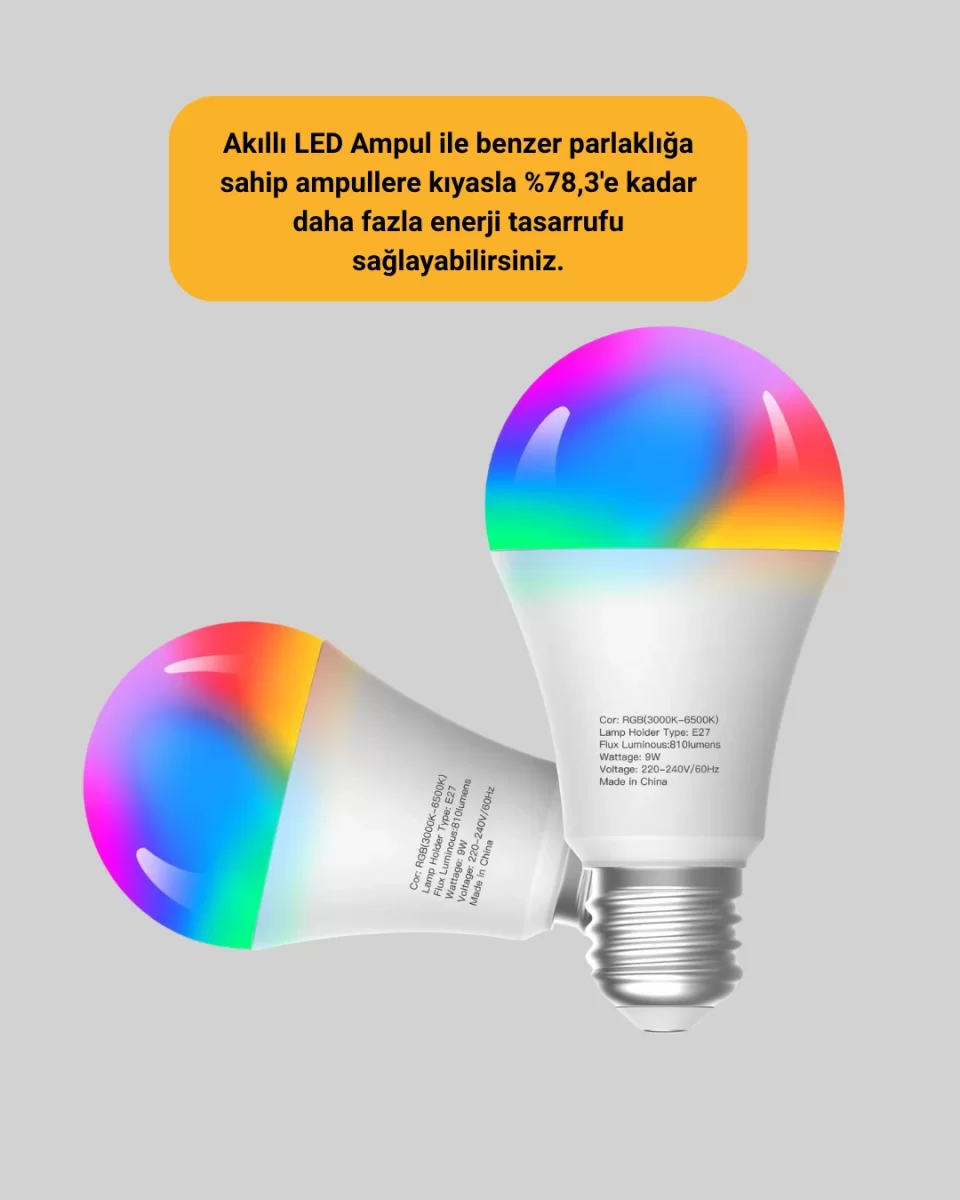 9 Watt Beyaz Işık ve Renk Ayarlı Akıllı LED Ampul - Görsel 4