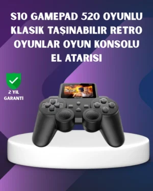 500 Dahili Oyunlu Taşınabilir Retro El Konsolu-2.4 inç Renkli Ekranlı