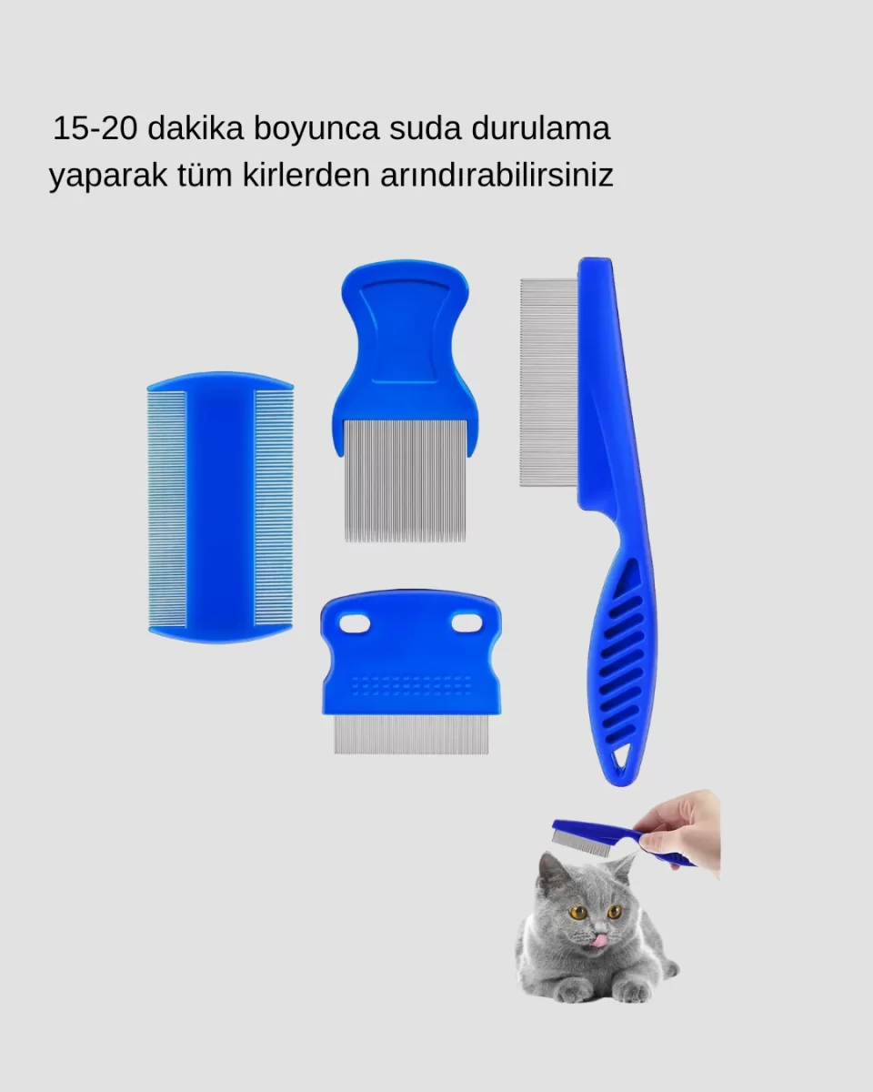 4’lü Kedi Köpek Tüy Temizleme Seti – Paslanmaz Çelik,Ergonomik ve Uzun Ömürlü - Görsel 4