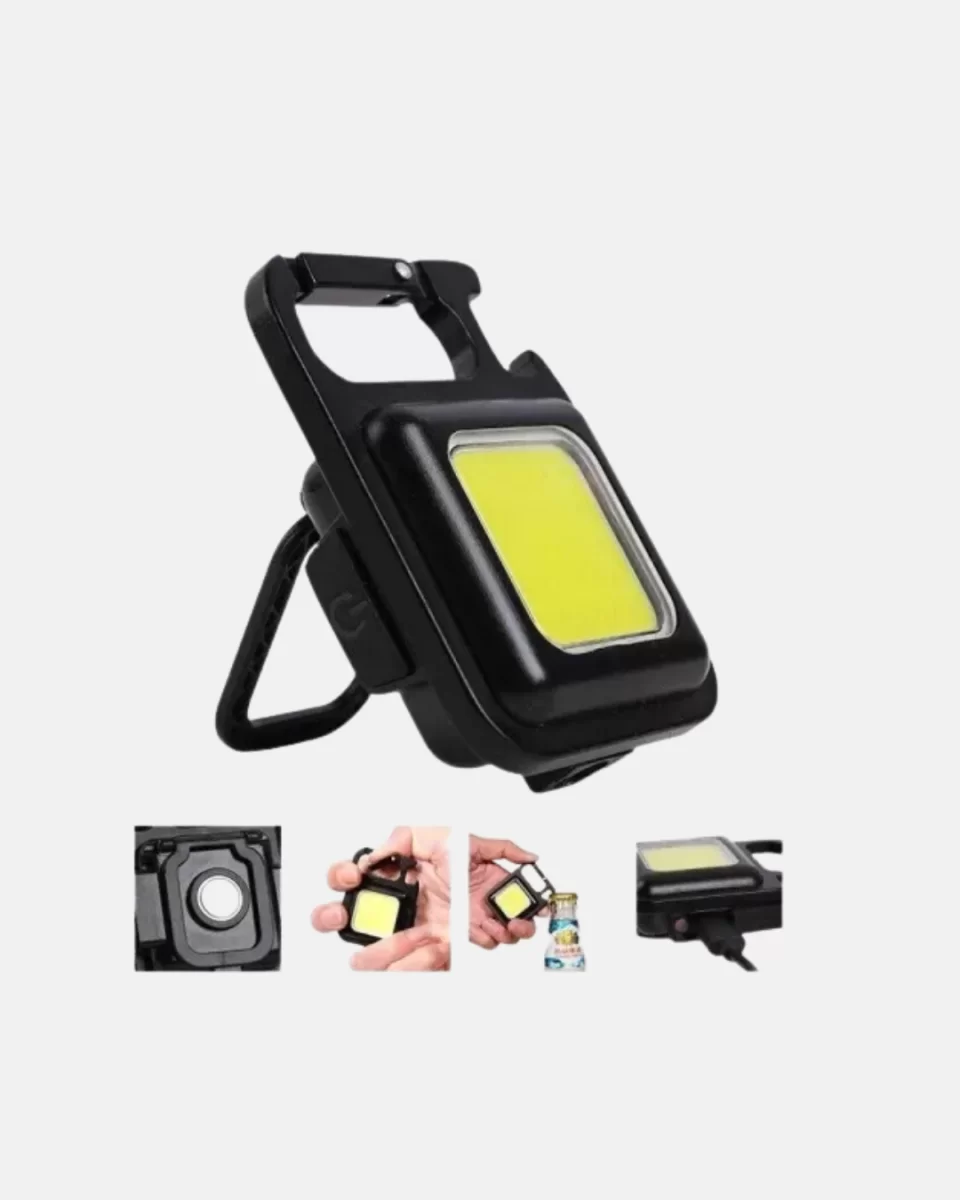 Şarjlı COB LED Anahtarlık Fener – 4 Modlu, Manyetik ve Katlanabilir Standlı - Görsel 2