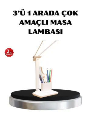 Kalemlik ve Telefon Standlı Masa Lambası – Kısılabilir LED Işık, Göz Dostu Tasarım