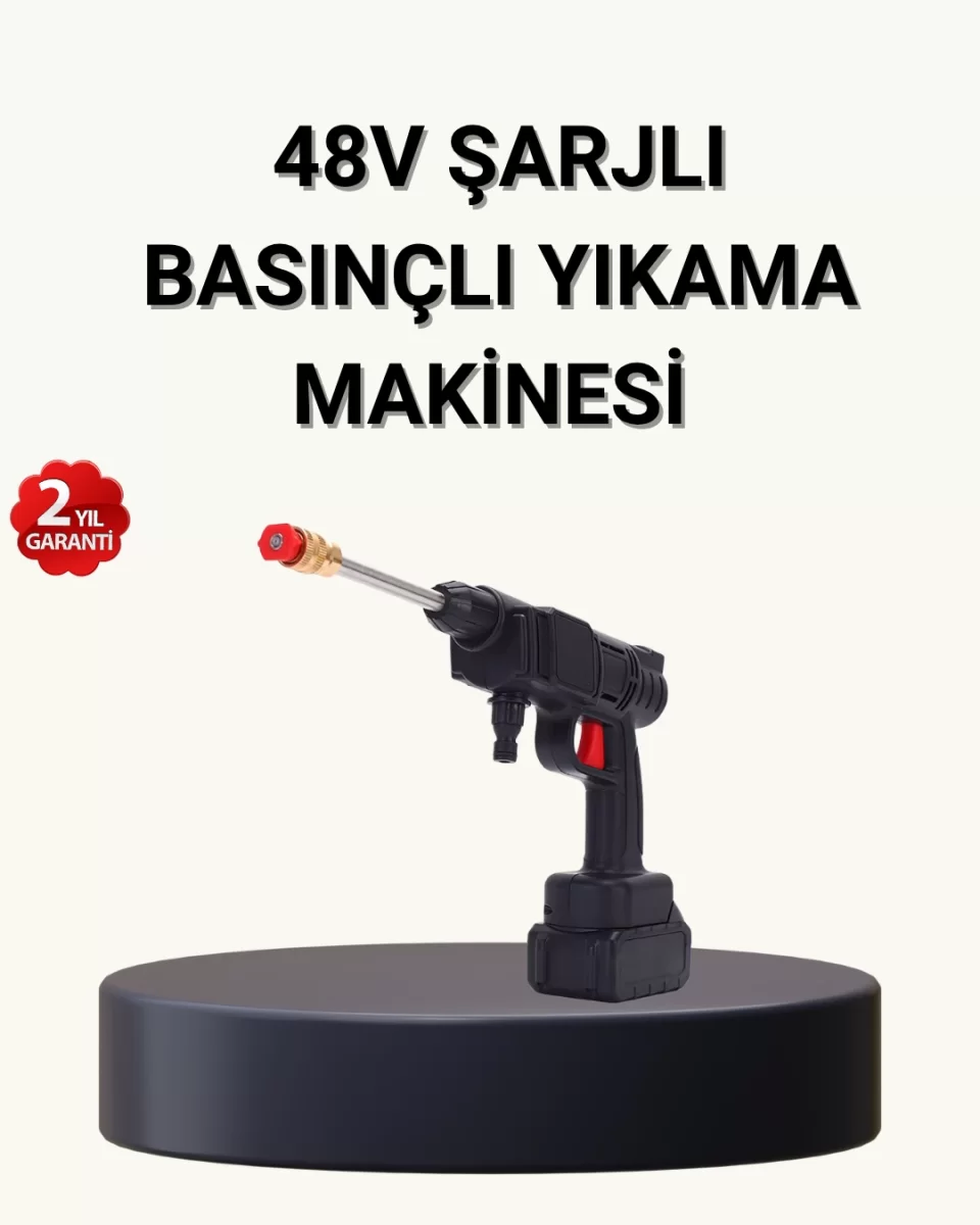 Taşınabilir Basınçlı Yıkama Makinesi – 5m Hortumlu, Köpük Şişeli, 48V Güçlü