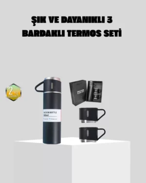 Paslanmaz Çelik 500 ml Termos Seti – 8 Saat Isı Koruma, Vakumlu, Sızdırmaz ve Taşınabilir