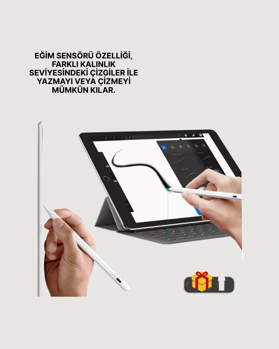 Eğim Sensörlü Dijital Kalem – Yüksek Hassasiyetli 1,0 mm Uç, Uzun Pil Ömrü - Görsel 5