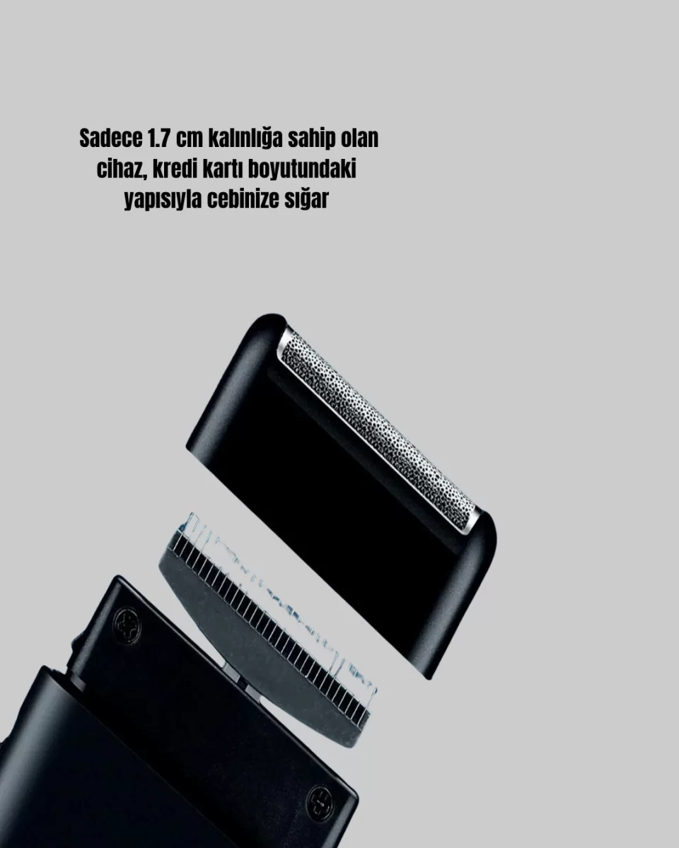 Kompakt Şarjlı Tıraş Makinesi Çift Yönlü Bıçaklı 45 Dakika Kullanım Süreli - Görsel 5