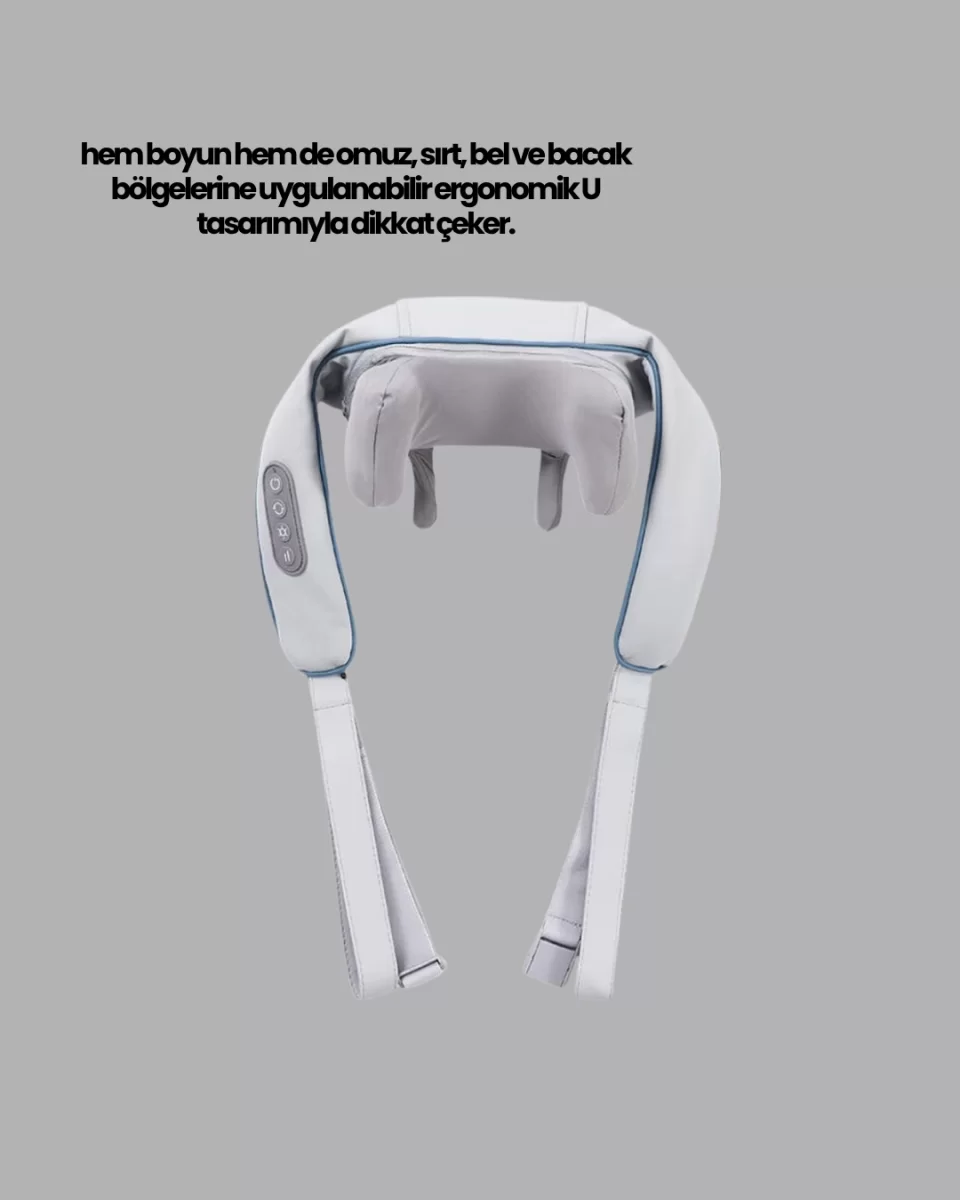 Titreşimli Boyun Masaj Cihazı Isı Terapili Şarjlı VNB-01 Ergonomik U Tasarım - Görsel 3