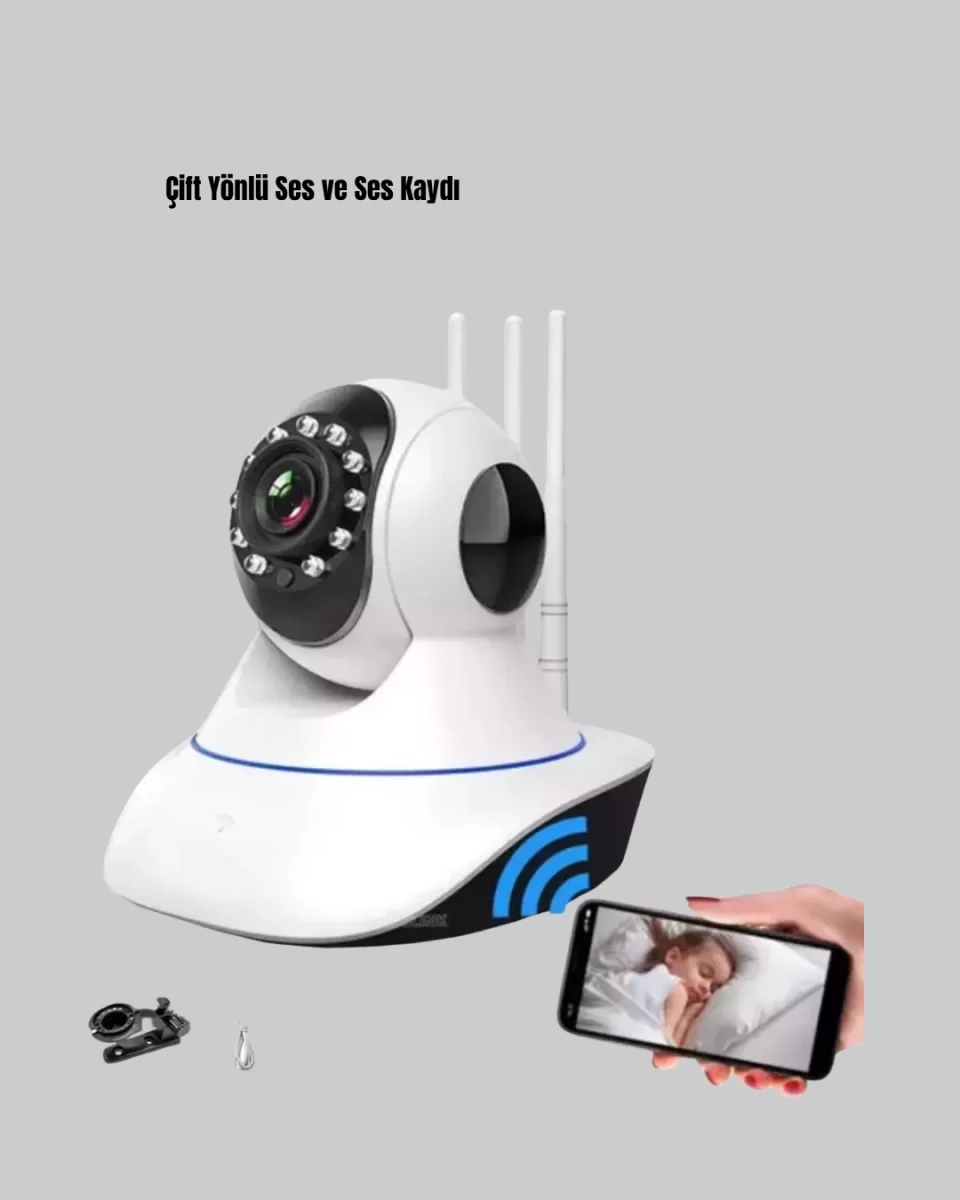 HD IP Kamera – Gece Görüşlü, Hareket Sensörlü, Mobil Takip ve Çift Yönlü Ses - Görsel 3