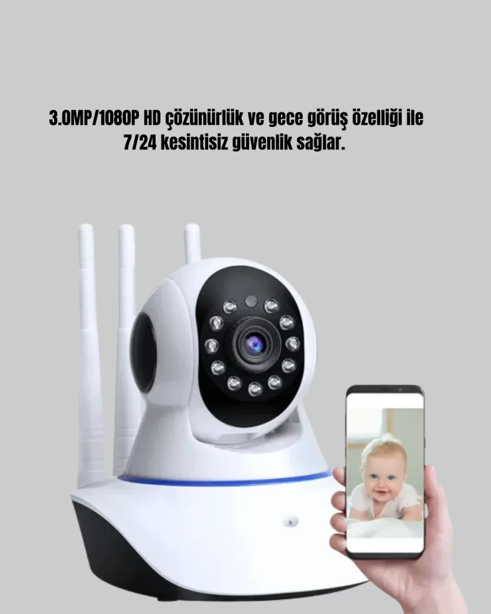 HD IP Kamera – Gece Görüşlü, Hareket Sensörlü, Mobil Takip ve Çift Yönlü Ses - Görsel 5