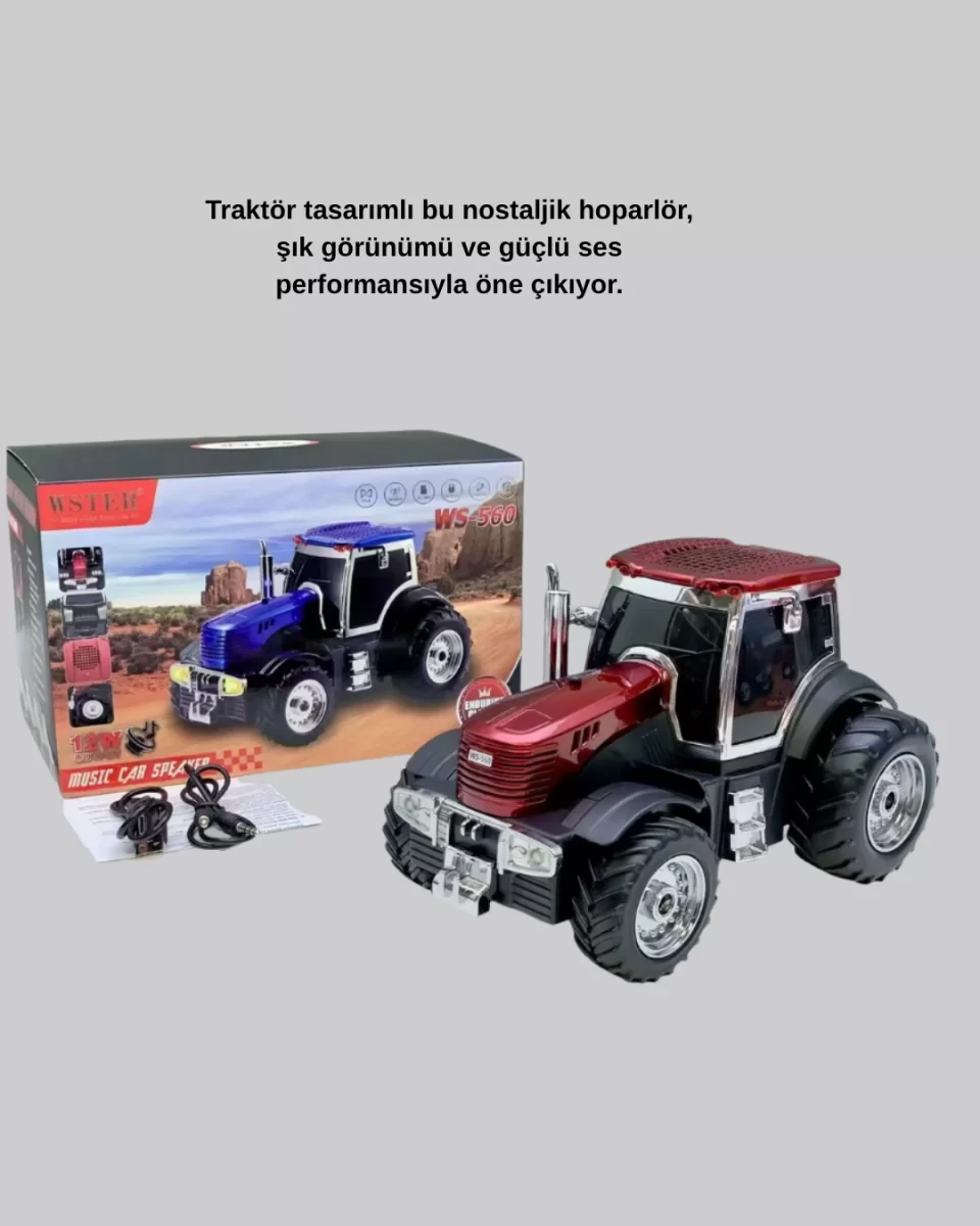 Traktör Tasarımlı Bluetooth Hoparlör 12W TWS Destekli Nostaljik Model - Görsel 5