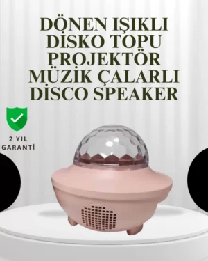 Sesle Etkileşimli Yıldız Projektörlü Gece Lambası – Bluetooth Hoparlörlü, USB Girişli, Dönen Okyanus