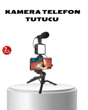 Video Çekim Kiti Tripod LED Işık Harici Mikrofon ve Bluetooth Kumanda Seti