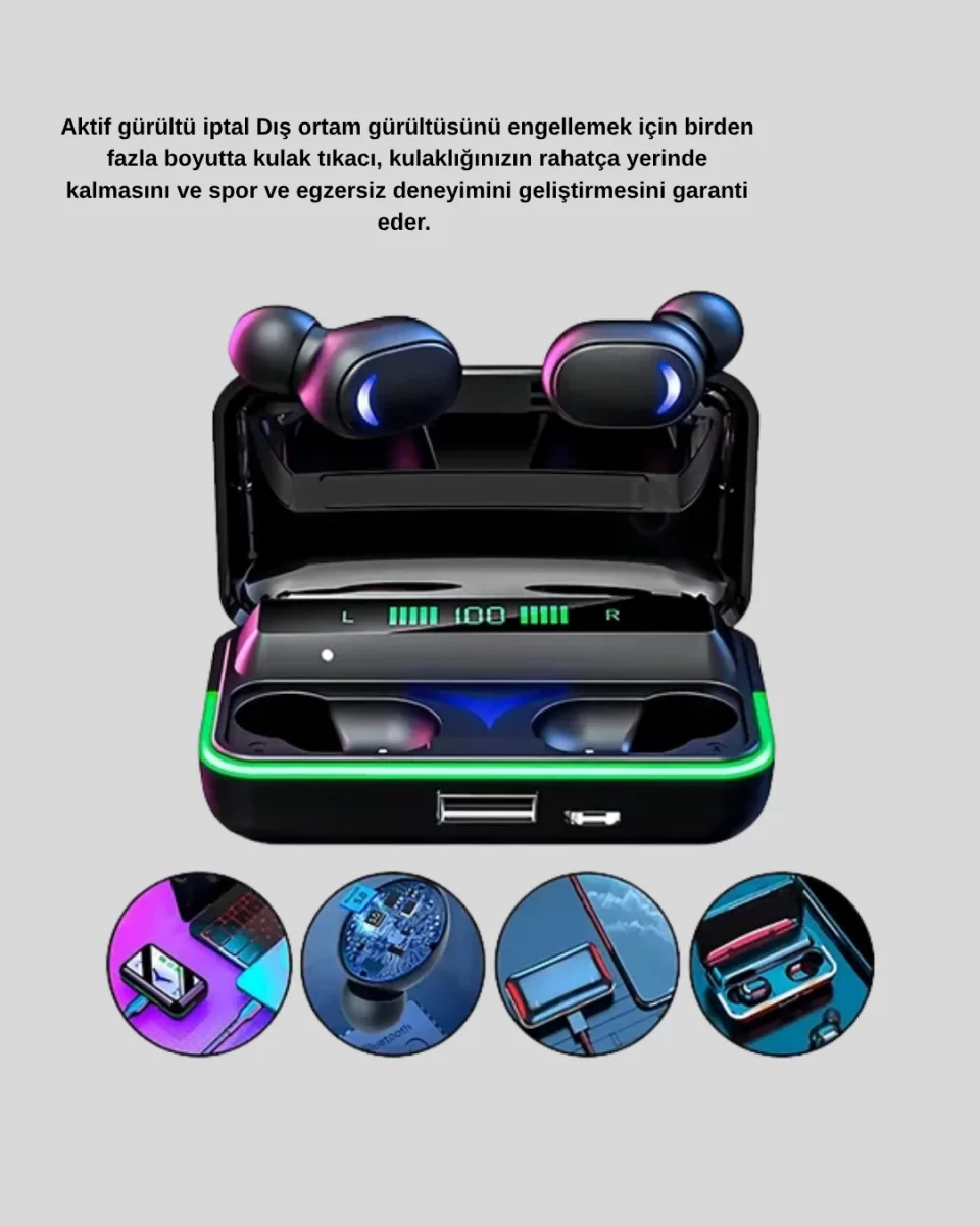 RGB Oyuncu Bluetooth Kulaklık Düşük Gecikmeli Kablosuz 5.1 - Görsel 4