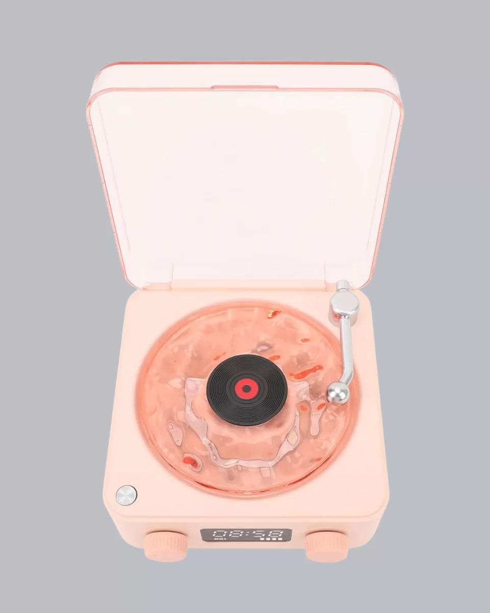 3-ü-1 Gece Işığı Bluetooth Hoparlör ve Dijital Saat Vintage Plak Çalar Tasarımlı - Görsel 2